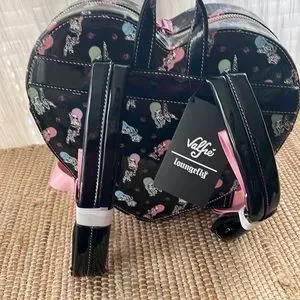 ?? Valfre Loungefly heart black bag new Valfré brand Betty Amazon.com: Loungefly Valfre Double Heart Mini Backpack  main image 4